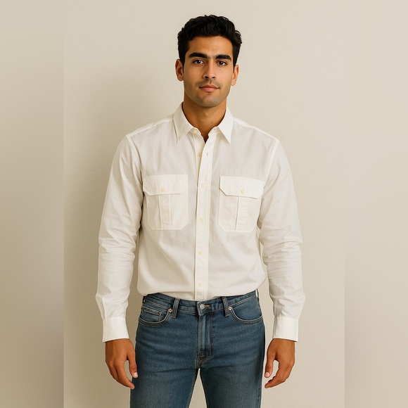 Vintage 90s Ralph Lauren Men’s White Cotton Dress Shirt - Size Medium - Picture 10 of 10